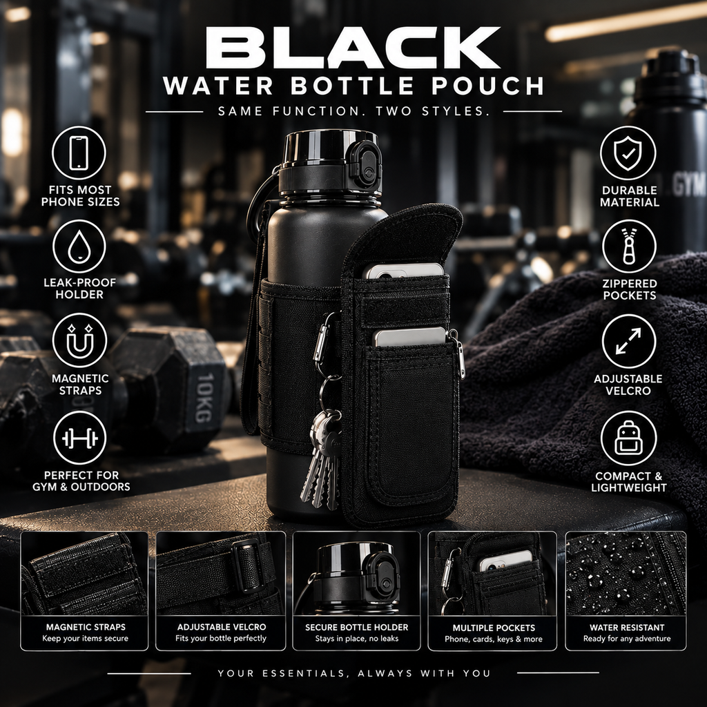 Magnetic Gym Bottle Bag | 40oz Holder + Phone Pocket