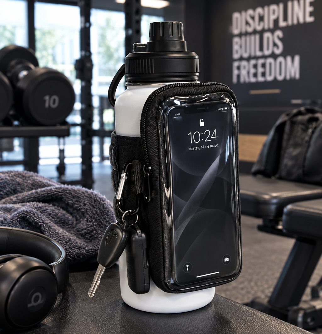 Magnetic Gym Bottle Bag | 40oz Holder + Phone Pocket